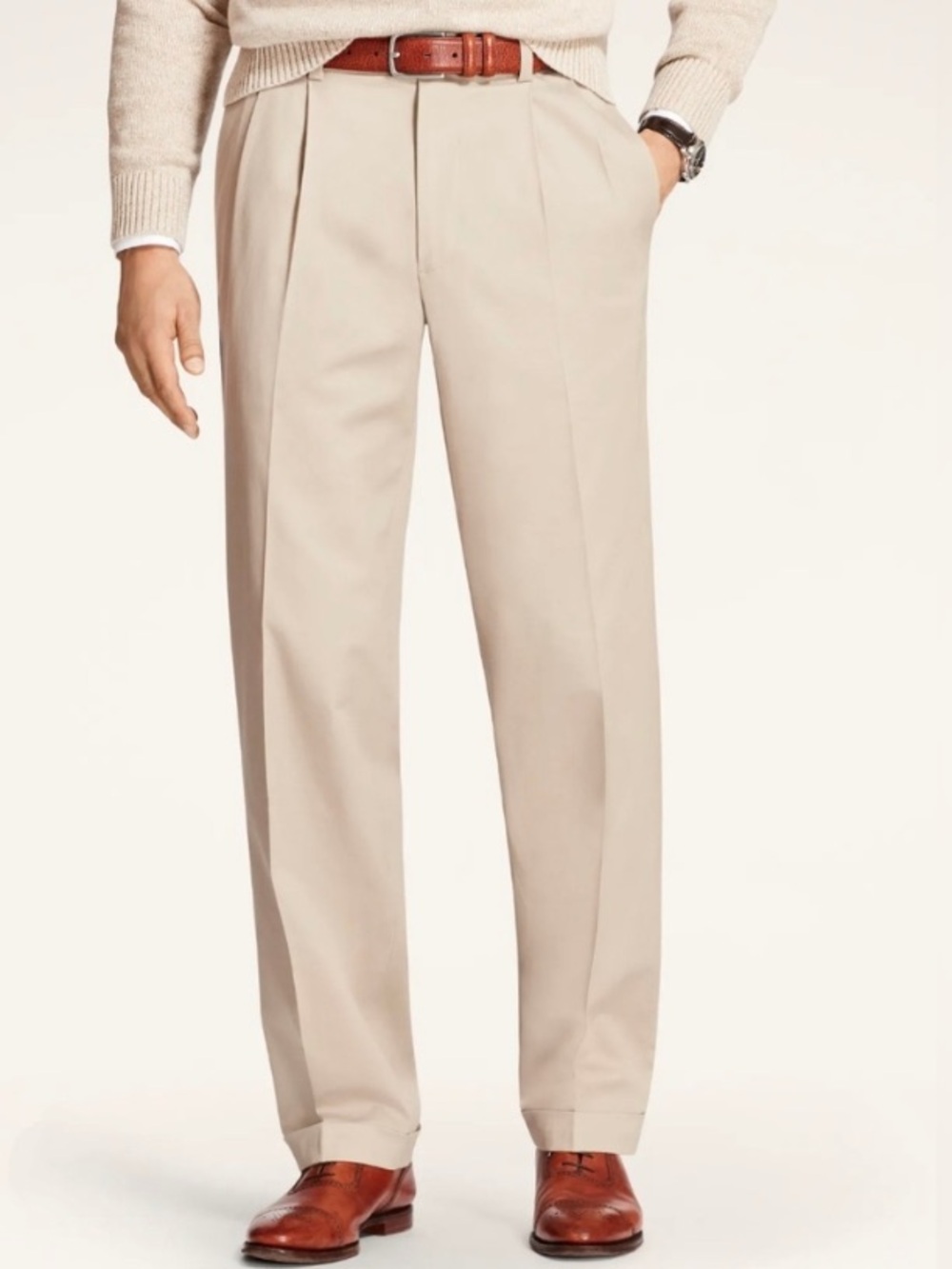 EUC Brooks Brothers Advantage Chino “Elliot” Pleated Chino Pants Size 34/32